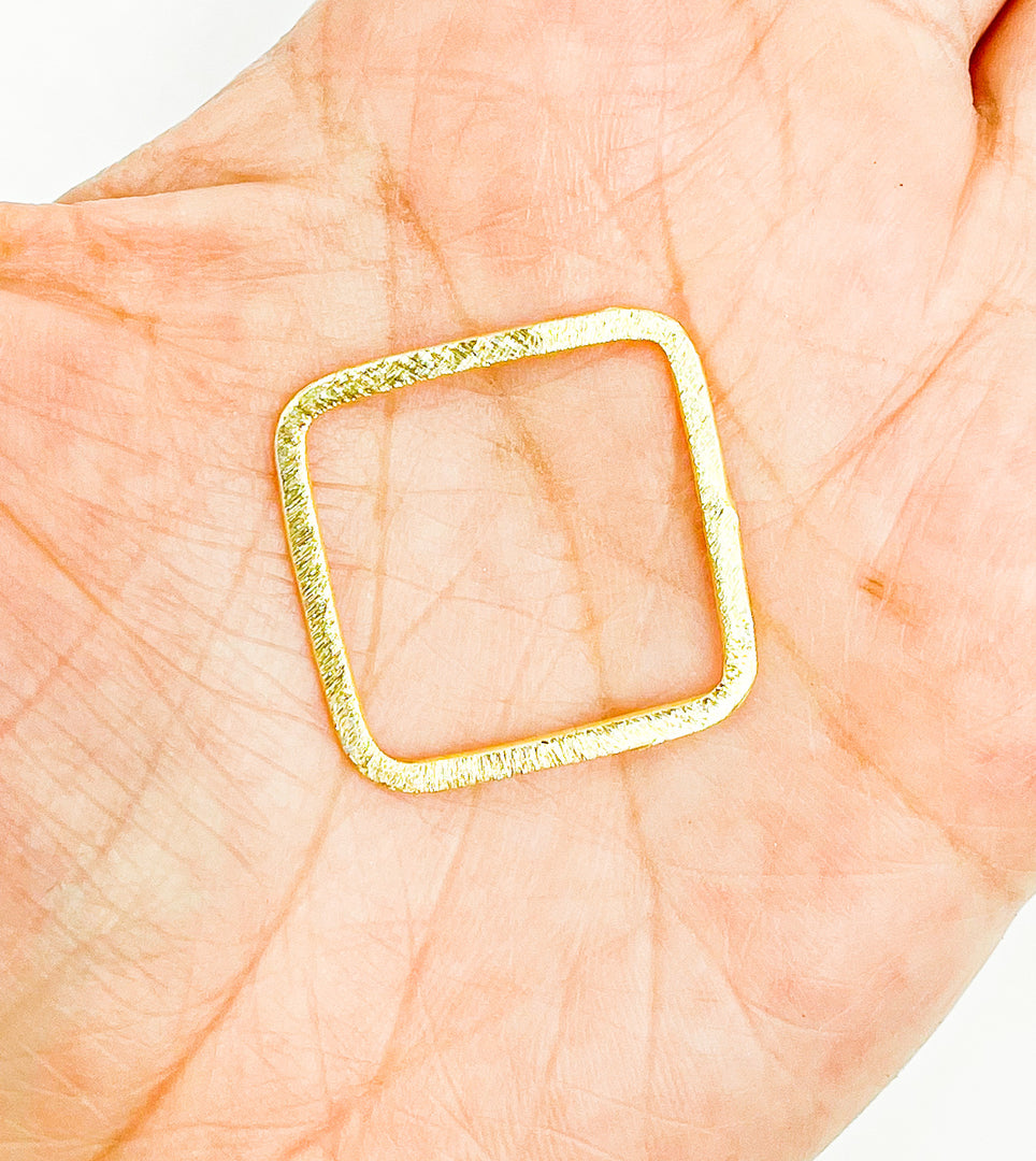Gold Plated 925 Sterling Silver Square Shape 25x25mm. SS2