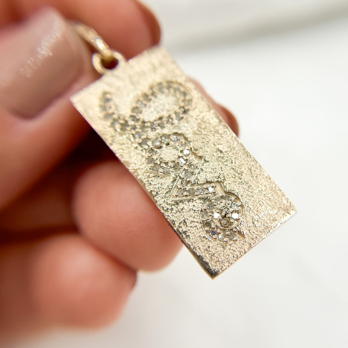 DP541. Diamond & Sterling Silver Rectangle Love Pendant