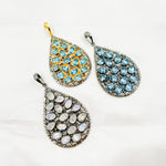 Load image into Gallery viewer, DSP022. Diamond Sterling Silver Drop Pendant With Gemstone