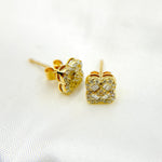 Load image into Gallery viewer, ER418586. 14K Solid Gold and Diamonds Flower Stud Earrings
