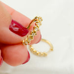 Load image into Gallery viewer, EHE56367. 14K Solid Yellow Gold Diamond Heart Hoop Earring