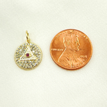 Load image into Gallery viewer, GDP359. 14K Solid Gold Charm Circle Pendant with Diamonds & Gemstone