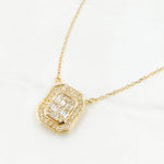 Load image into Gallery viewer, NFF71502. 14k Solid Gold Diamond Rectangle Baguette Necklace