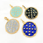 Load image into Gallery viewer, Silver Round Star Enamel Pendants