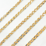 Load image into Gallery viewer, Two Tone Gold Plated and White 925 Sterling Silver Wheat Chain.