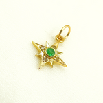 Load image into Gallery viewer, 14K Solid Gold Diamond & Emerald Star Charm. GDP274