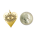 Load image into Gallery viewer, 14K Solid Gold with Diamonds Heart Shape with Evil Eye Charm. GDP23