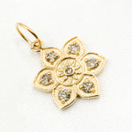 Load image into Gallery viewer, 14K Solid Gold Diamond Flower Charm
