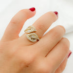 Load image into Gallery viewer, 14K Solid Gold Diamond Open Leaf Ring.