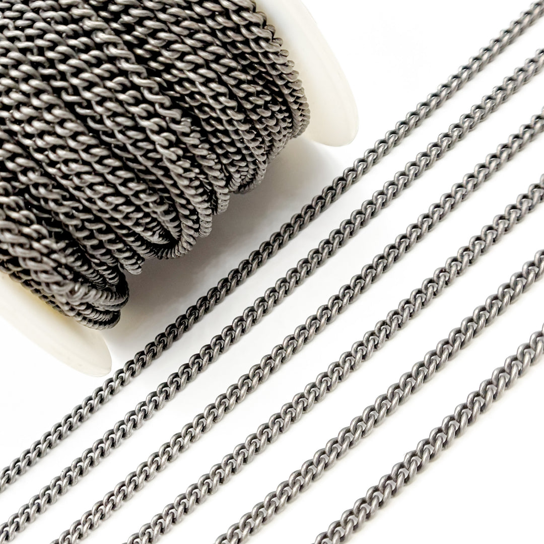 Silver Oxidized Curb Chains