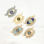 Load image into Gallery viewer, Diamond Sterling Silver Eye Flower Enamel Pendants