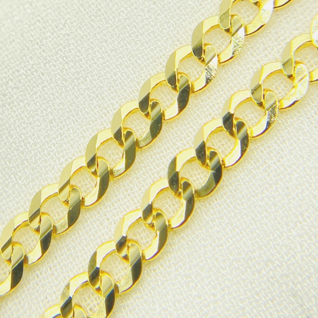 14K Solid Yellow Gold Miami Flat Curb Chain.