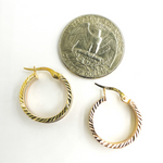 Load image into Gallery viewer, GER90. 14K Gold Tri Tone Hoop Earrings with Texture