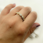 Load image into Gallery viewer, 14K Solid Gold Hexagons Diamond Ring.