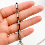 Load image into Gallery viewer, Z119SBDC. Black Rhodium and White Sterling Silver Paperclip Diamond Cut Cable Chain
