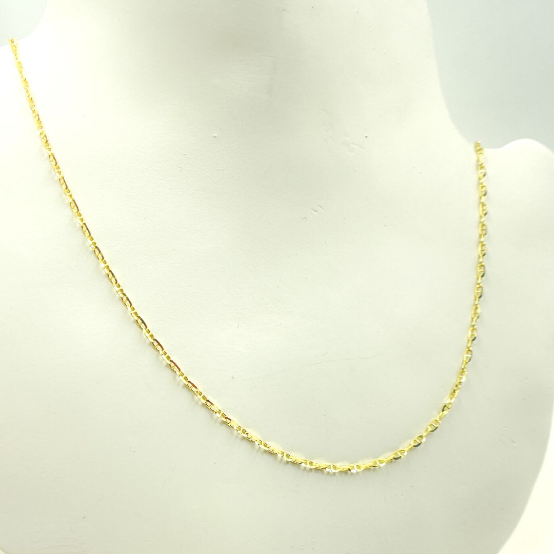 14K Solid Gold Diamond Cut Marina Link Chain