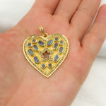 Load image into Gallery viewer, DP391. Diamond & Sterling Silver Heart Pendant with Gemstones and Star in the Center