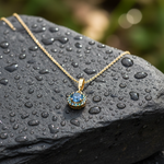 Load image into Gallery viewer, CMF00358B. 14K Solid Gold Blue Natural Diamond Round Charm