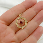 Load image into Gallery viewer, 14K Solid Gold Diamond Charm. Available in (Ruby & Blue Sapphire). GDP273