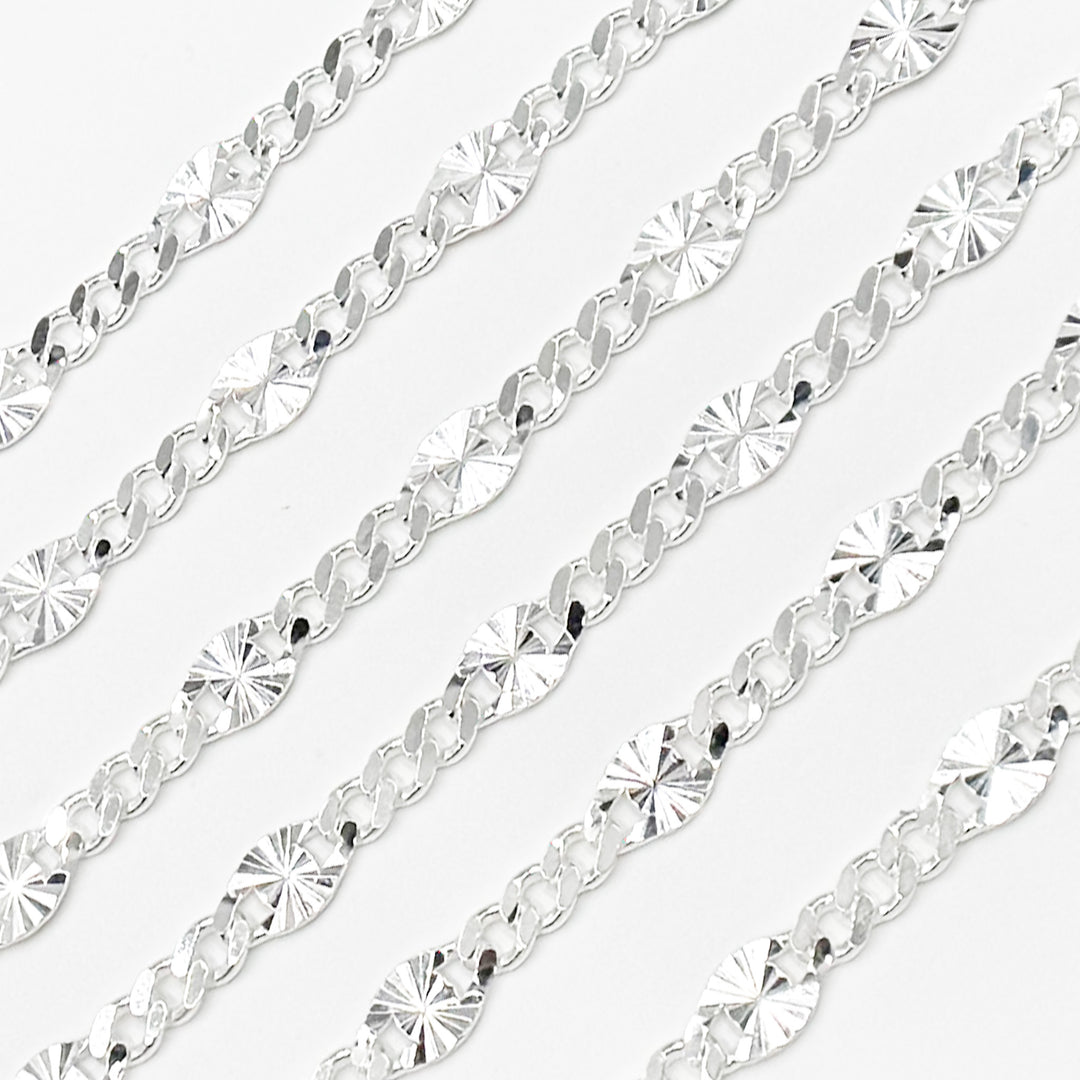 Buy Sterling Silver Curb and Diamond Cut Marina Link Chain