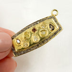 Load image into Gallery viewer, Shop Diamond Sterling Silver Rectangle Pendant with Gemstones