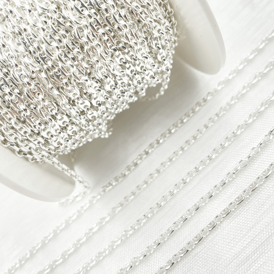 V173SS. 925 Sterling Silver Marina and Cable Link Chain