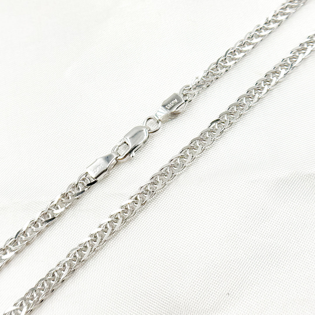 14K Solid White Gold Wheat Chain