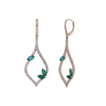Load image into Gallery viewer, CE97268EM6X3. 14k Solid Gold Diamond and Emerald Fancy Dangle Earrings