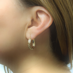 Load image into Gallery viewer, GER108. 14K Solid Gold Hoop with Flat and Curb section