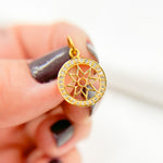 Load image into Gallery viewer, 14K Solid Gold Diamond Circle Flower Charm. GDP153