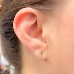 Load image into Gallery viewer, 14K Solid Gold and Diamonds Crescent Moon Studs