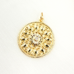 Load image into Gallery viewer, 14K Solid Gold Diamond Flower Circle Charm. GDP437
