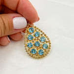 Load image into Gallery viewer, DSP03. Diamond Sterling Silver Tear Drop Shape Pendant with Gemstone