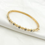 Load image into Gallery viewer, KG246. 14K Solid Gold Bangle with Diamonds and Stones