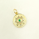 Load image into Gallery viewer, 14K Solid Gold Diamond Evil Eye Charm. GDP187