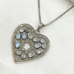 Load image into Gallery viewer, DP391. Diamond & Sterling Silver Heart Pendant with Gemstones and Star in the Center