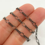 Load image into Gallery viewer, Black Rhodium Sterling Silver Long and Short Link Chain
