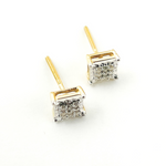 Load image into Gallery viewer, EFB51010. 14K Solid Gold and Diamonds Square Earrings