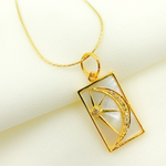Load image into Gallery viewer, GDP353. 14K Solid Gold Rectangle Charm with Moon & Star