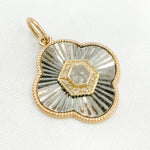 Load image into Gallery viewer, 14k Solid Gold and Sterling Silver Diamond Flower Charm. KSG62