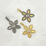 Load image into Gallery viewer, DP282. Diamond Sterling Silver Flower Pendant with Polki Diamond