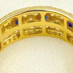 Load image into Gallery viewer, 14K Solid Yellow Gold Diamond and Blue Sapphire Band Ring.