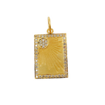 Load image into Gallery viewer, GDP89. 14K Solid Gold with Diamonds Rectangle Shape with Sun Charm