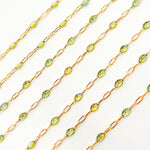Load image into Gallery viewer, Buy Now Gold Filled Green Shade Color Opal Enamel Cable Chain
