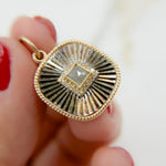 Load image into Gallery viewer, KSG63. 14k Solid Gold and Sterling Silver Black Rhodium Diamond Square Charm