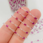 Load image into Gallery viewer, Silver Wine Color Enamel Cable Chain
