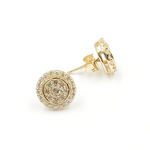 Load image into Gallery viewer, EFH52016. 14K Solid Gold and Diamonds Circle Earrings