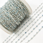 Load image into Gallery viewer, Shaded Milky Aquamarine Sterling Silver Wire Chain