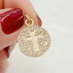 Load image into Gallery viewer, DC326. Diamond Sterling Silver Round Cross Charm