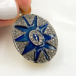 Load image into Gallery viewer, Silver Oval Star Enamel Pendant